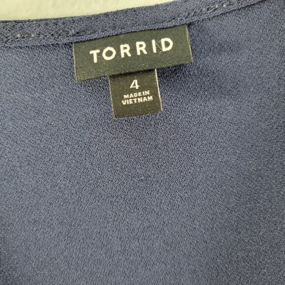 Torrid Women's Blue Faux Wrap Sleeveless V Neck Dress Size 4(26) 4X    2623-0139 - Picture 4 of 8